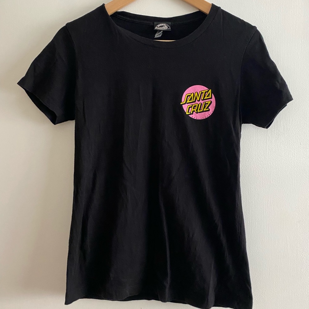 Santa Cruz Black and Pink Crew Neck T Shirt